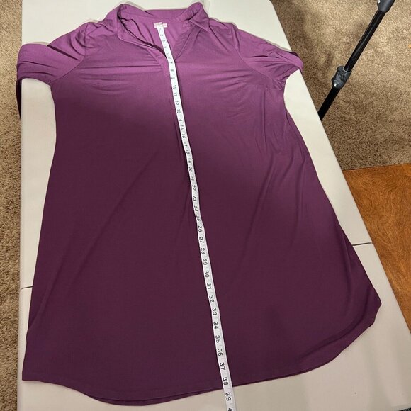 J Jill Dress 2X Shirt Plum Purple Shift Stretch Long Sleeve V-Neck Above Knee - Picture 10 of 13